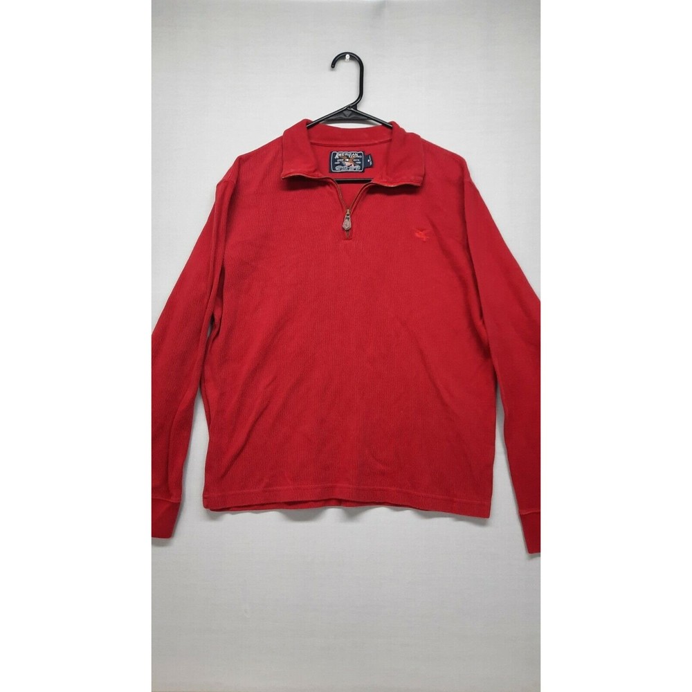 American Living Mens Sweater Pullover 1/4 Zip High Neck Red Medium